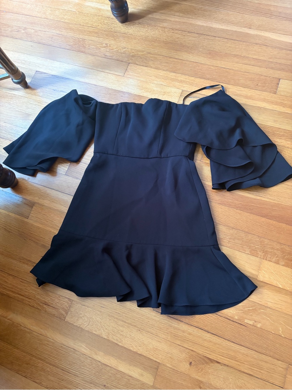 BCBGMaxAzria Black One-Shoulder Ruffle Dress